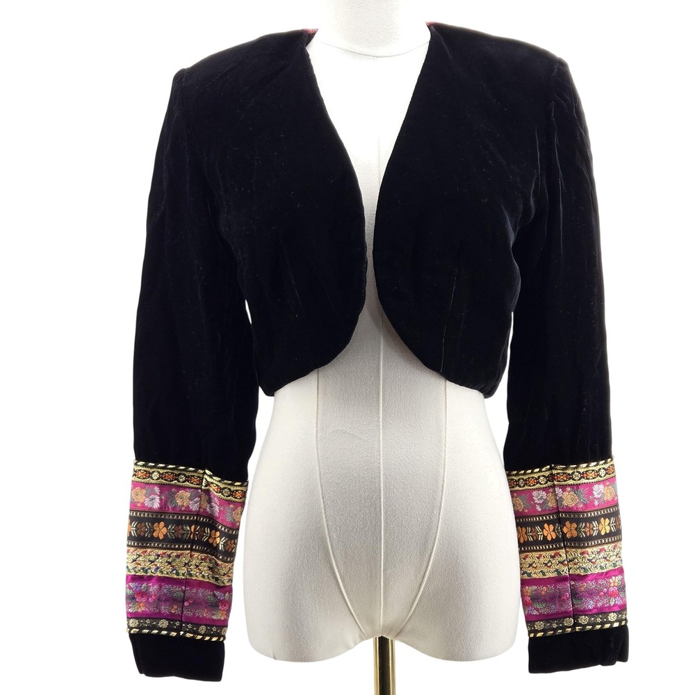 Vintage S. Nemeroff Jacket‎ Womens S Black Velvet Embroidered Tasseled USA